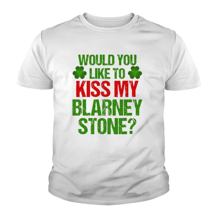 Funny St Patrick's Day Kiss My Blarney Stone Irish Gift Youth T-shirt