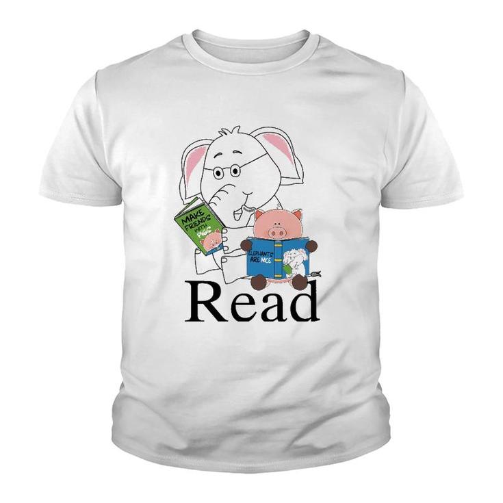 Funny Teacher Library Read Book Club Piggie Elephant Pigeons Youth T-shirt