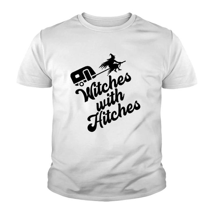 Funny Witches With Hitches Halloween Camping Horror Camp Youth T-shirt
