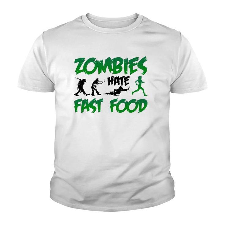 Funny Zombies Hate Fast Food Slow Runner Running Gift Youth T-shirt