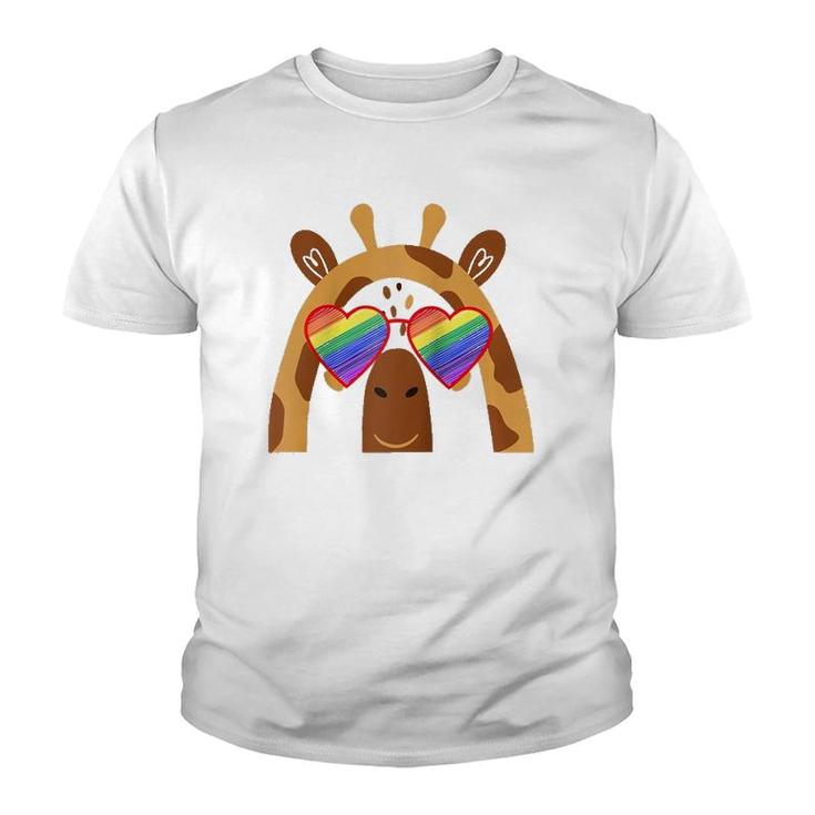 Gay Giraffe Lover Lgbtq Pride Stuff For Teens Rainbow Shades  Youth T-shirt