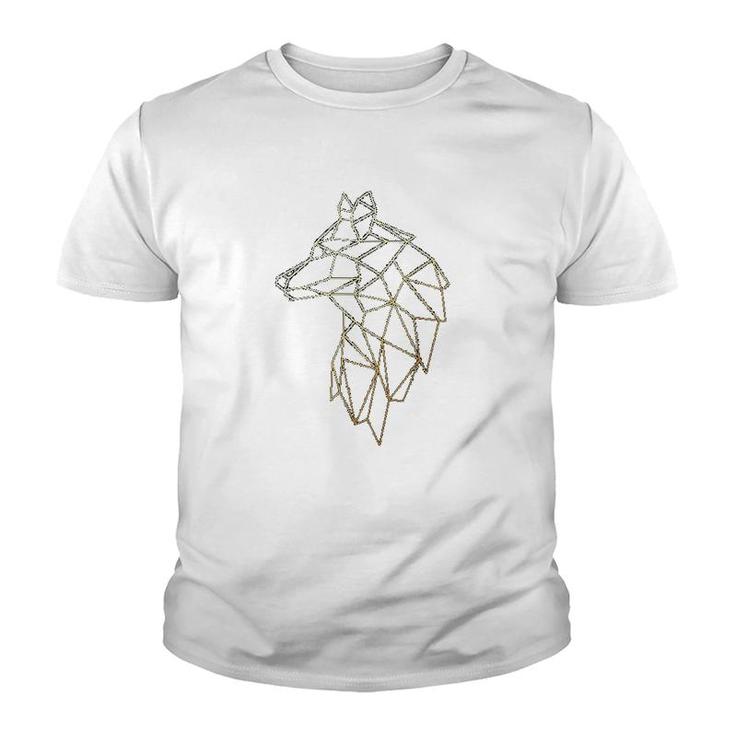 Geometric Abstract Gold Wolf Polygonal Youth T-shirt