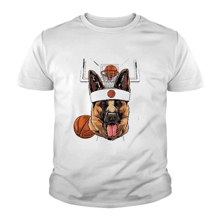 German Shepherd Basketball Dog Lovers Basketball Player  Youth T-shirt