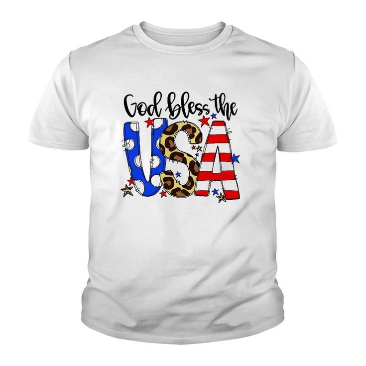 God Bless The Usa 4Th Of July Leopard Youth T-shirt