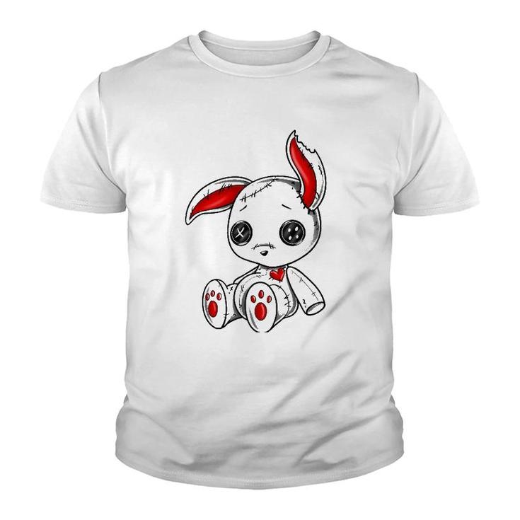 Goth Bunny Cute Gothic White Bunny Red Heart Youth T-shirt