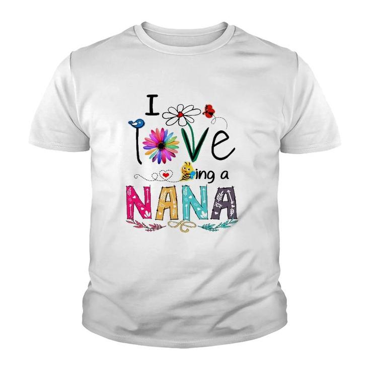 Grandmother Flower I Love Being A Nana Youth T-shirt