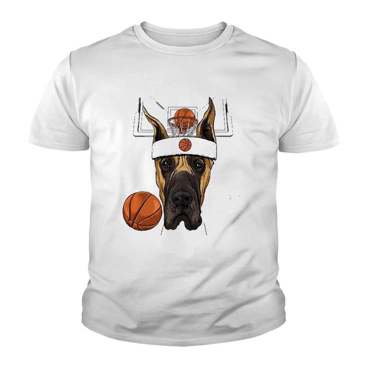 Great Dane Basketball Dog Lovers Basketball Player  Youth T-shirt