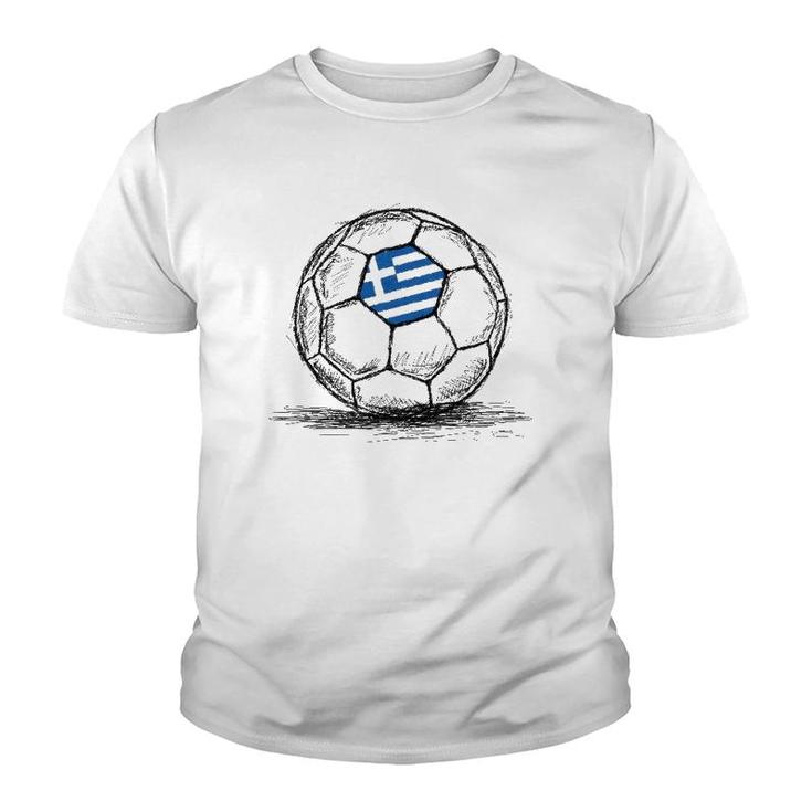Greece Greek Flag Design On Soccer Ball Artsy Football Youth T-shirt