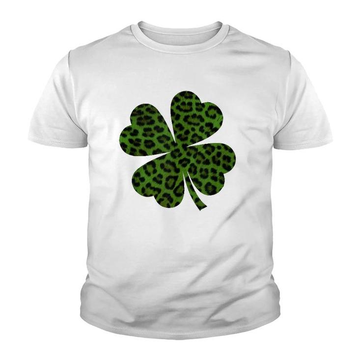 Green Leopard Shamrock Funny Irish Clover St Patrick's Day Tank Top Youth T-shirt