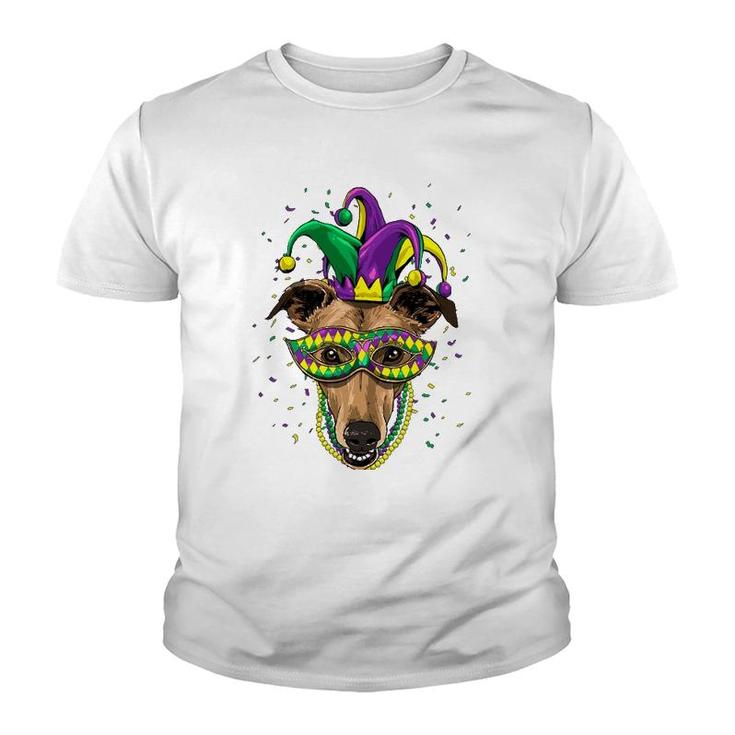 Greyhound Dog Lover Cute Mardi Gras Carnival Jester Youth T-shirt