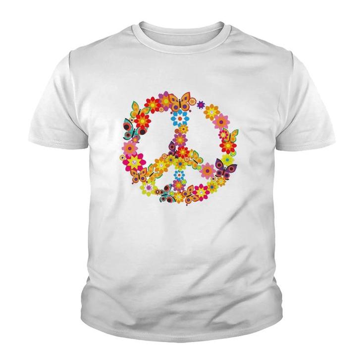Groovy 70'S Butterfly Peace Symbol  Retro Costume Party Youth T-shirt