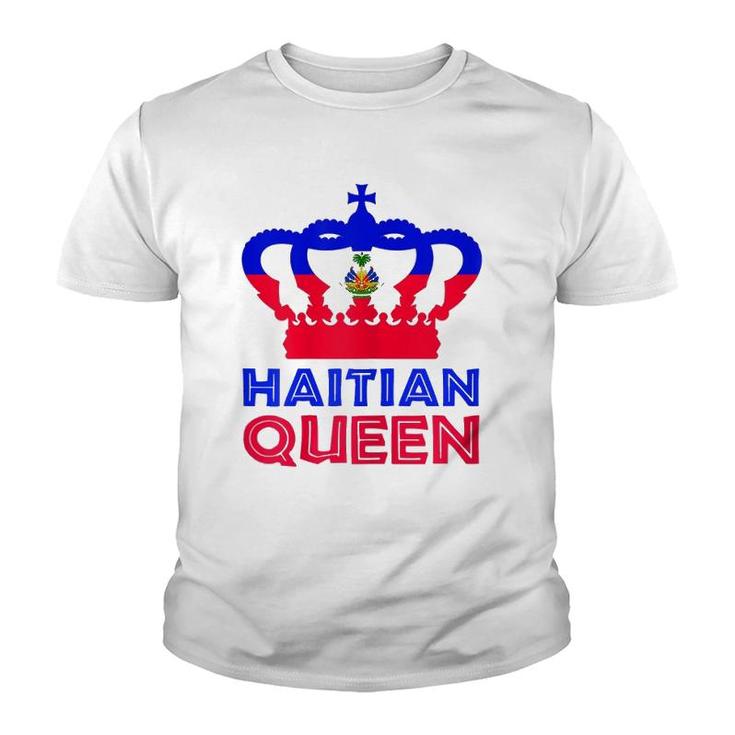 Haitian Queen Womens Red Blue Perfect Haiti Flag Crown Gift Youth T-shirt