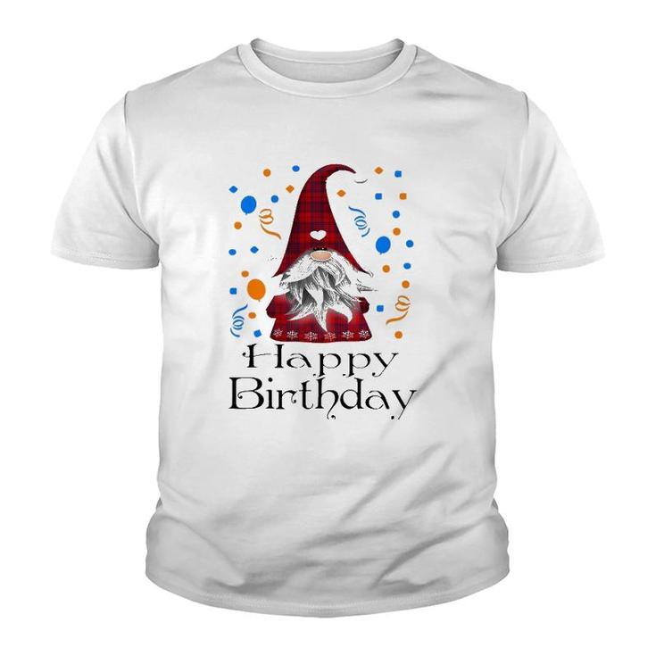 Happy Birthday Gnome Red Buffalo Plaid Cute Party Gifts Youth T-shirt