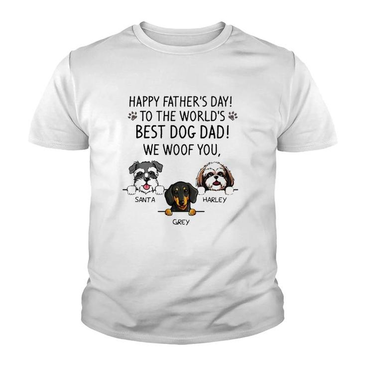 Happy Father's Day To The World's Best Dog Dad We Woof You Santa Grey Harley Youth T-shirt