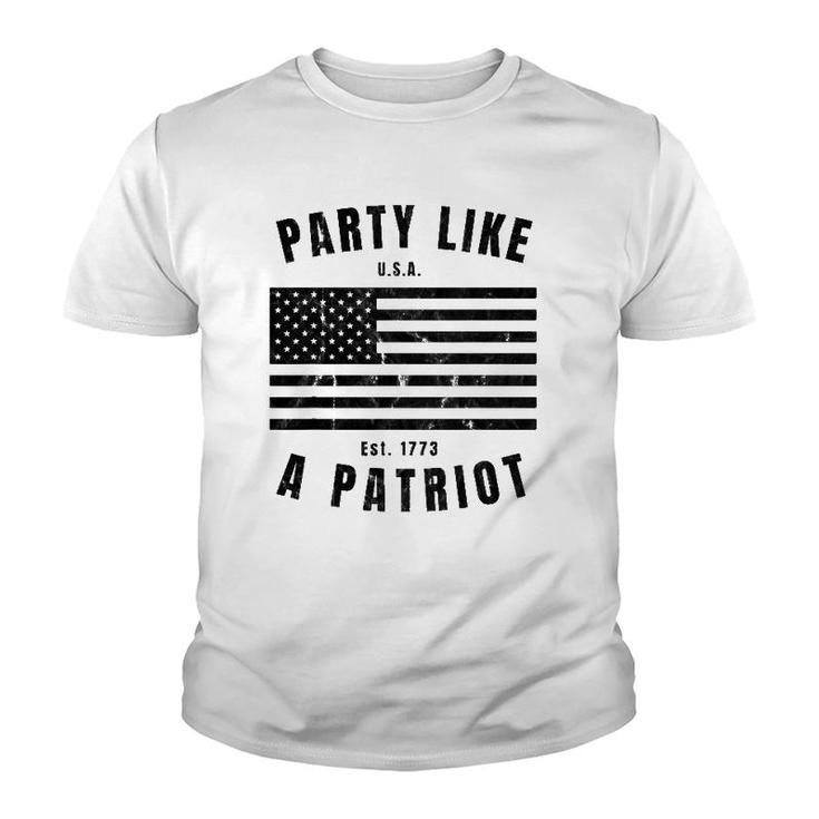Happy Fourth Of July Party Like A Patriot Fun American Flag Youth T-shirt