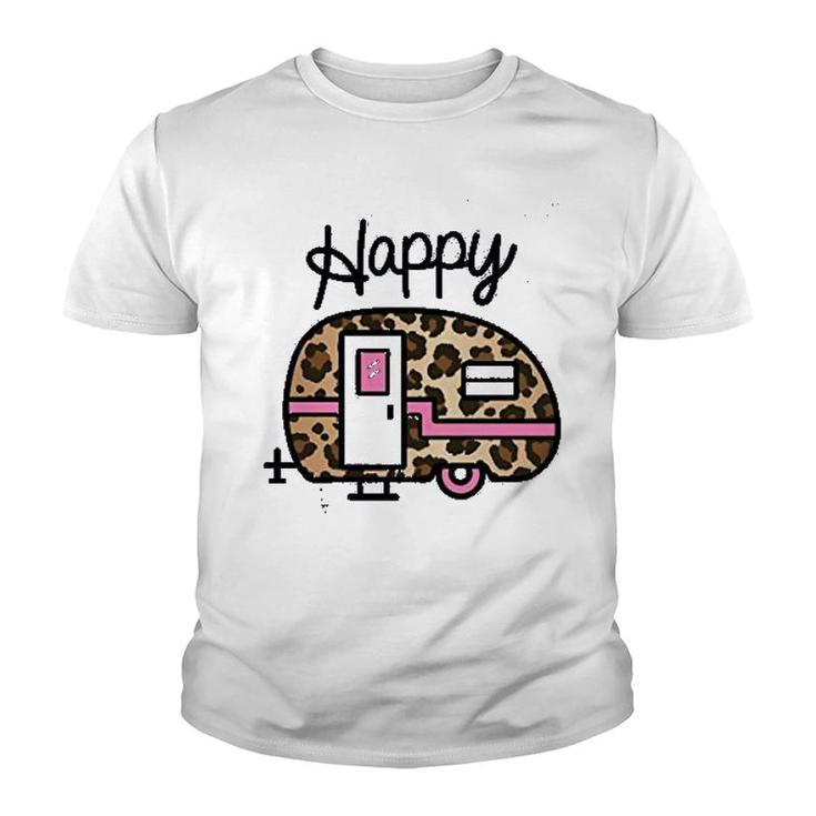 Happy Leopard Print Camper Youth T-shirt