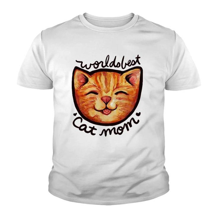 Happy Orange Tabby Cat Mom Youth T-shirt