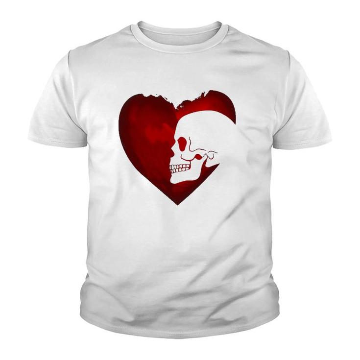 Heart Skull Happy Valentine's Day Youth T-shirt