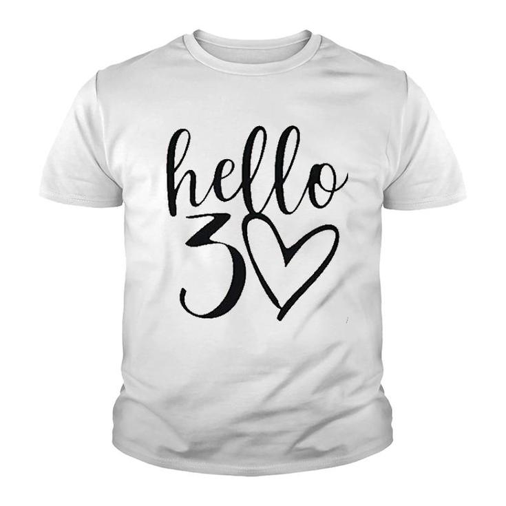 Hello Thirty Letter Print Youth T-shirt