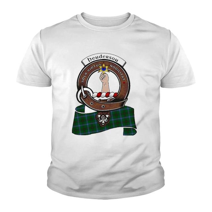 Henderson Scottish Clan Badge & Tartan Youth T-shirt
