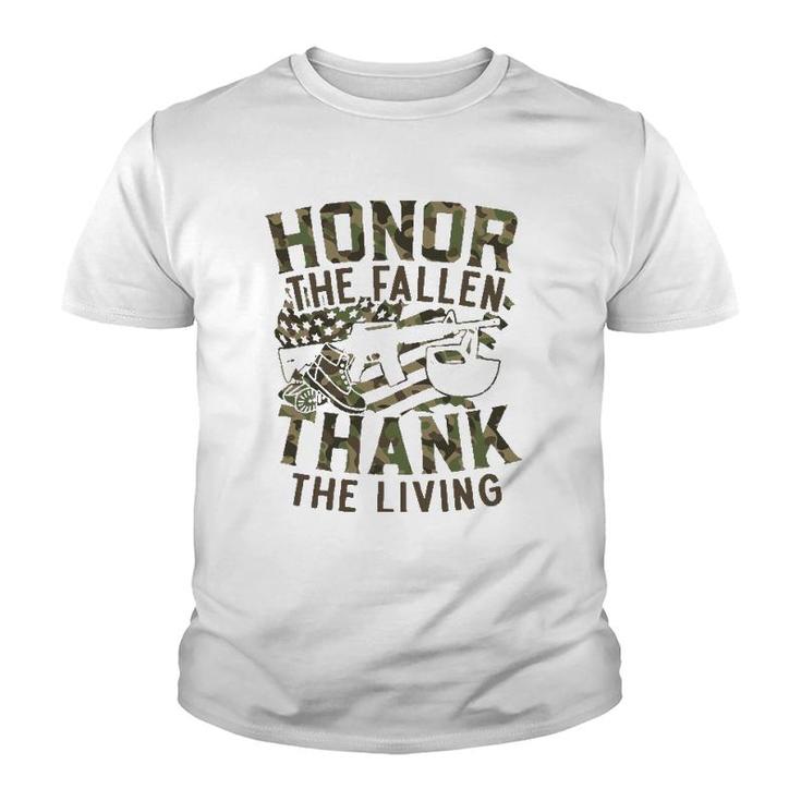 Honor The Fallen Thank The Living Usa Flag Memorial Day Youth T-shirt
