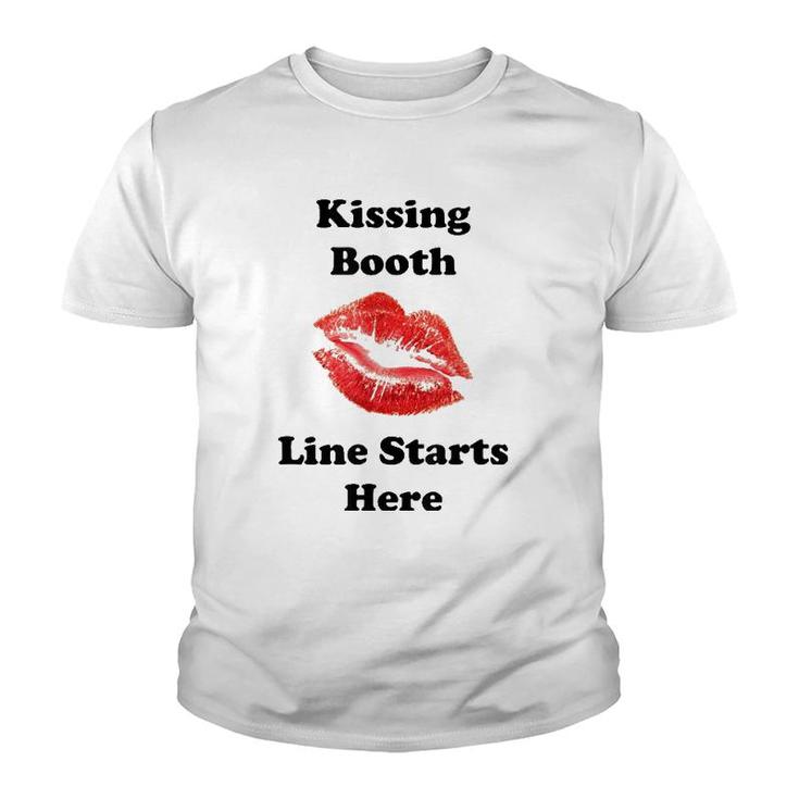 Hot Lips Kissing Booth Line Starts Here Youth T-shirt