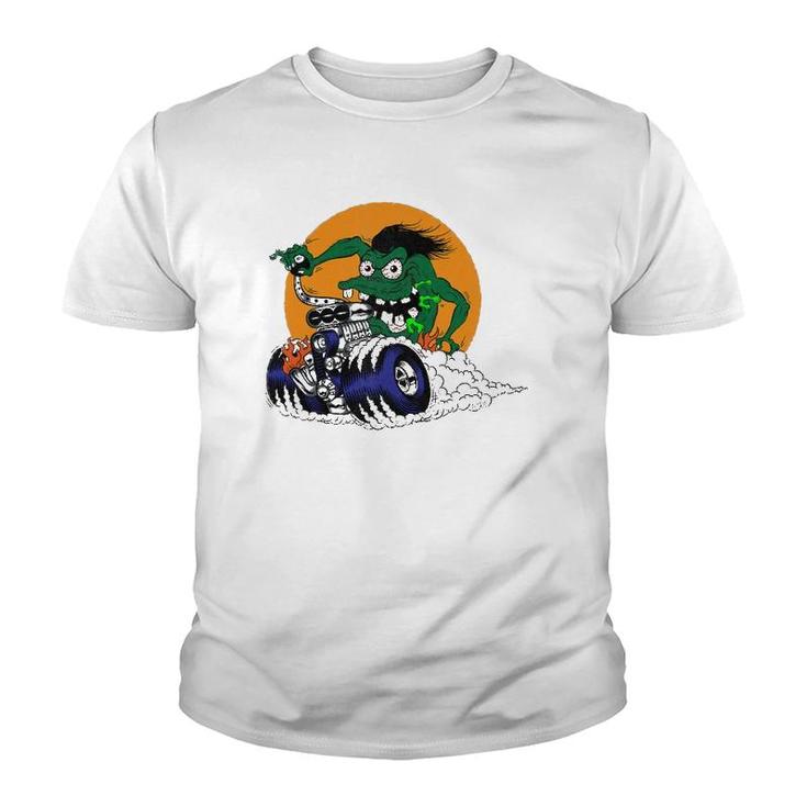 Hot Rod Monster V8 Engine Drag Race Speed Demon Youth T-shirt