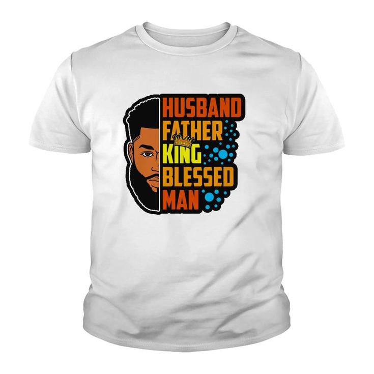 Husband Father King Blessed Man Black Melanin Men Husband Youth T-shirt