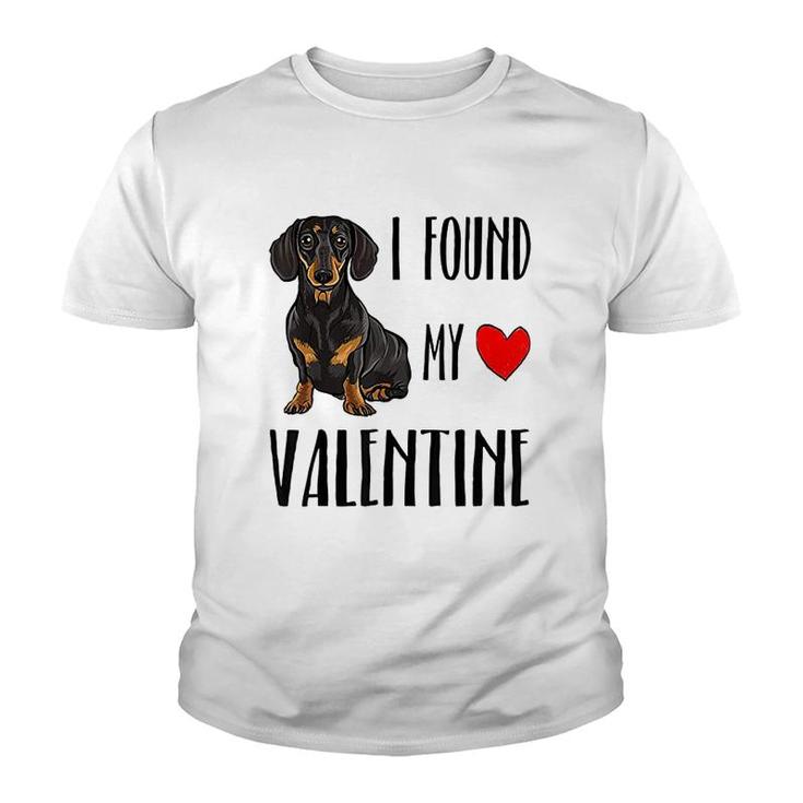 I Found My Valentine Day Black Dachshund Youth T-shirt
