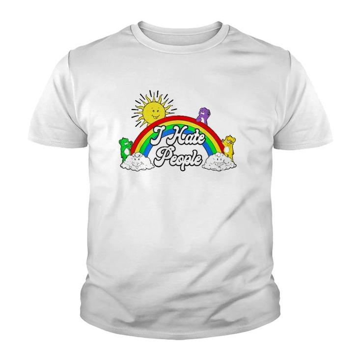 I Hate People Rainbow Printed Youth T-shirt