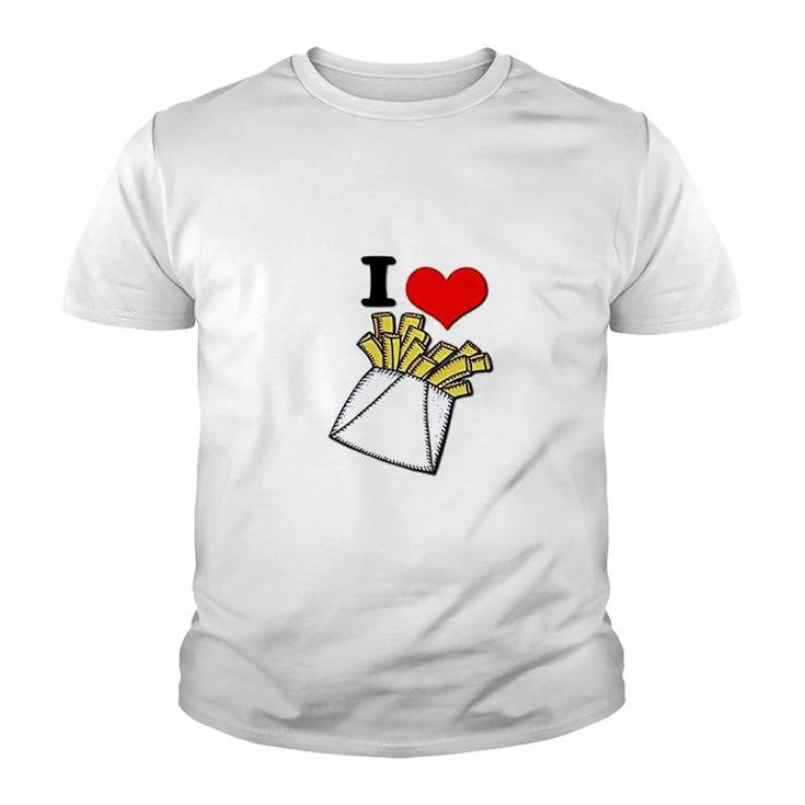 I Heart Love French Fries Youth T-shirt