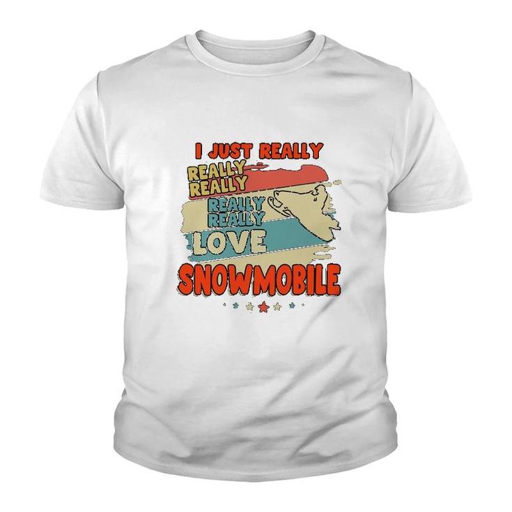 I Just Really Love Snowmobile Youth T-shirt