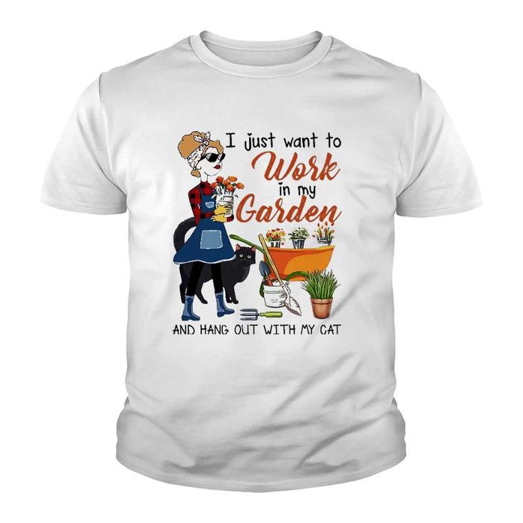 I Just Want To Work In My Garden Hang Out With Cat Women Tee Youth T-shirt