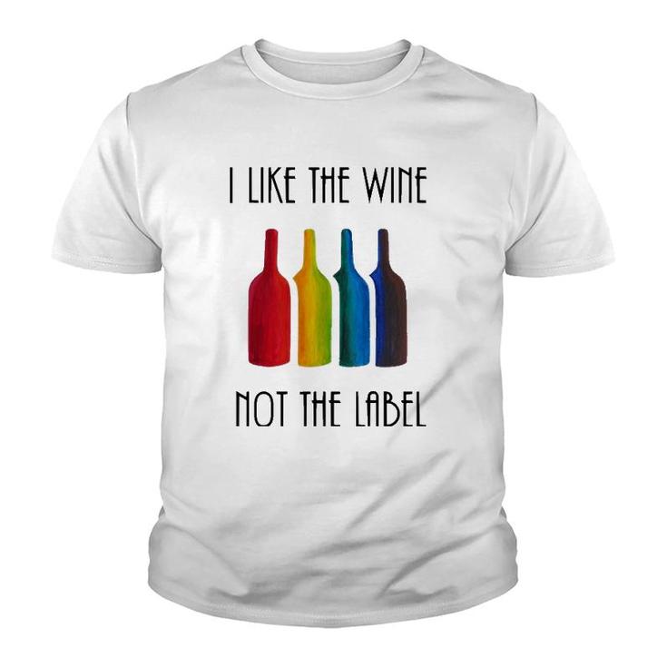 I Like The Wine, Not The Label Lgbt Flag Bottle Youth T-shirt