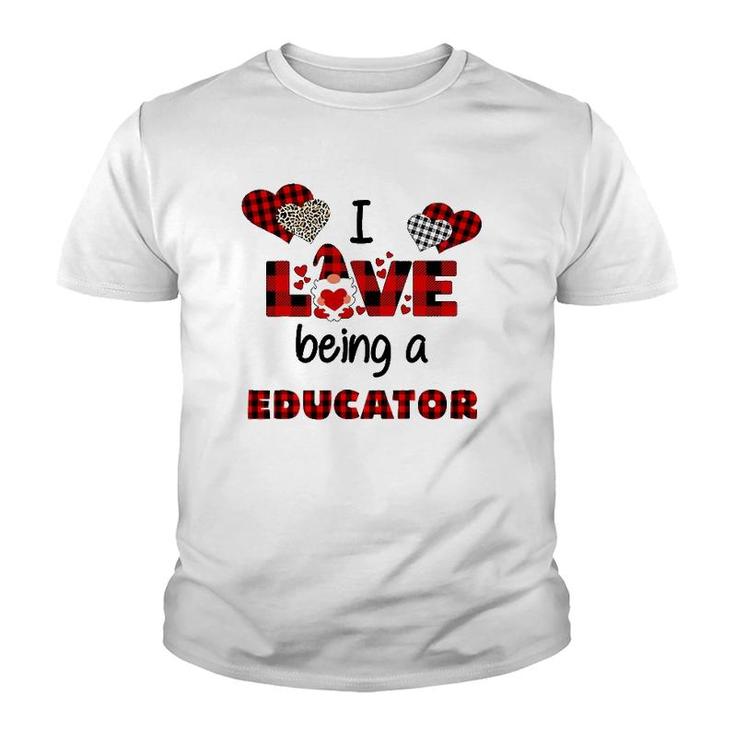 I Love Being A Educator Flannel Valentine's Day Youth T-shirt