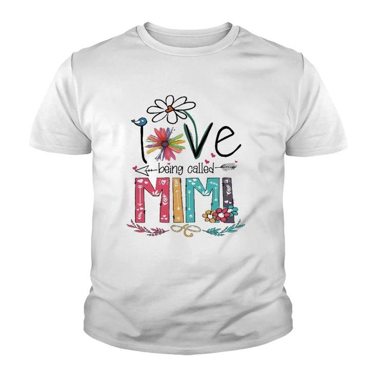 I Love Being Called Mimi Grandma Grandmother Matching Family Daisy Flower Arrow Youth T-shirt