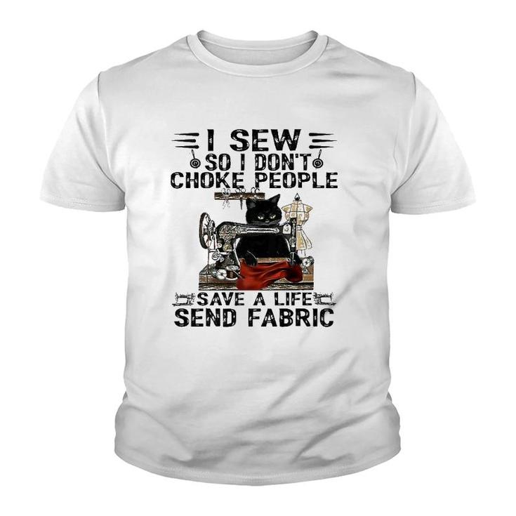 I Sew So I Don't Choke People  Sewing Machine Black Cat  Youth T-shirt