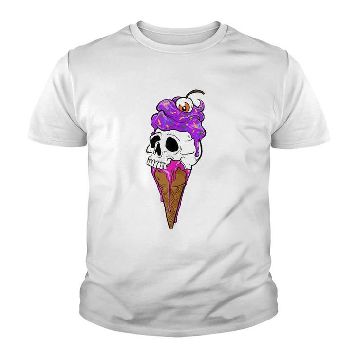 Ice Cream Skull I Summer Goth Youth T-shirt