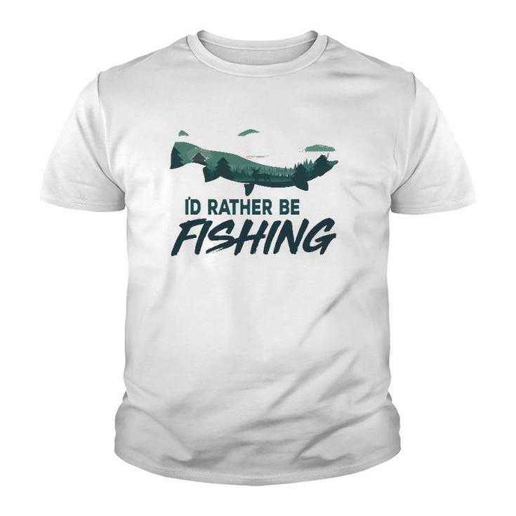 I'd Rather Be Fishing Trout Vintage Outdoor Nature Fisherman Youth T-shirt