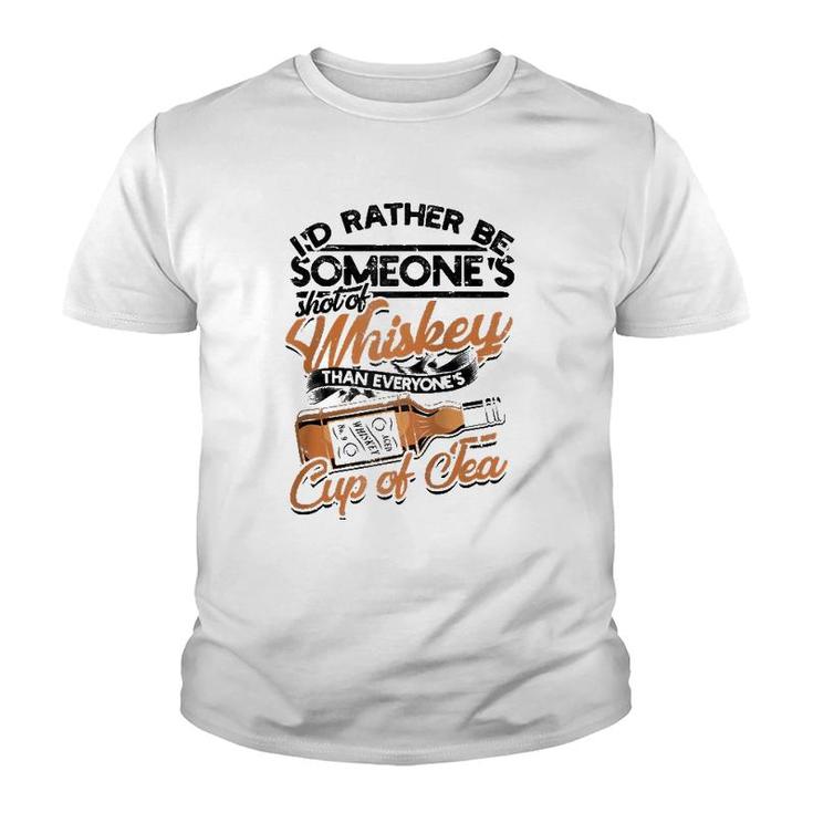 I'd Rather Be Someone's Shot Of Whiskey Cup Of Tea Raglan Baseball Tee Youth T-shirt