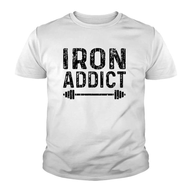 Iron Addict - Gym Vintage Funny Lifting Youth T-shirt