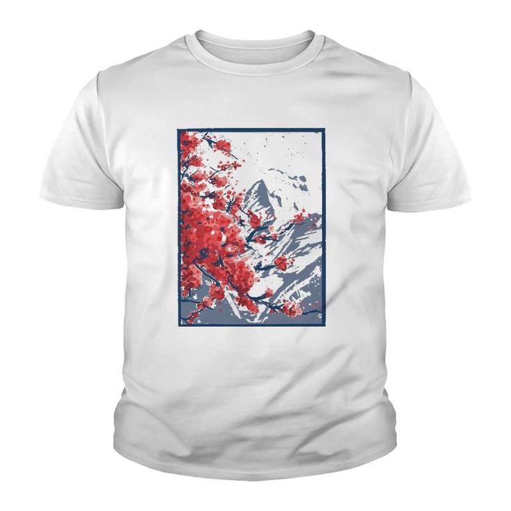 Japanese Cherry Blossom Japanese Art Print Youth T-shirt