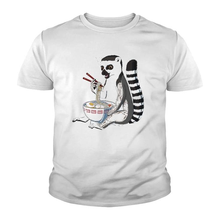 Japanese Noodles Kawaii Ramen Bowl Funny Lemur Youth T-shirt