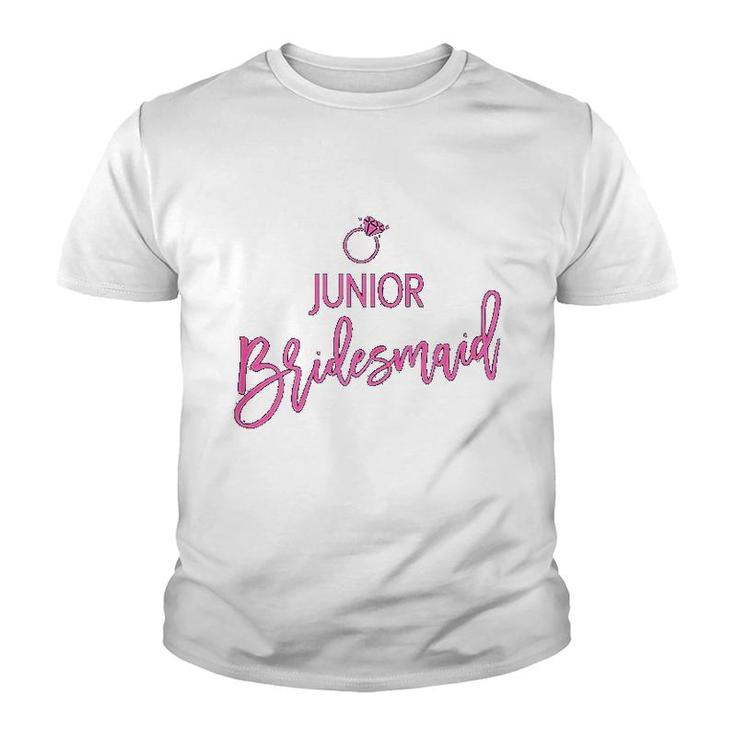 Jr Bridesmaid And Ring Script Pink Youth T-shirt