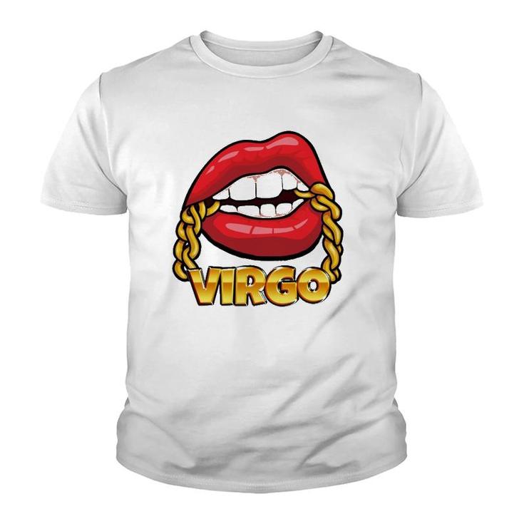 Juicy Lips Gold Chain Virgo Zodiac Sign Youth T-shirt