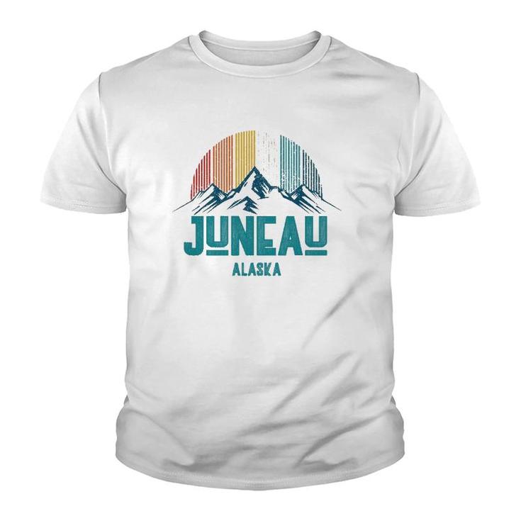 Juneau Alaska Vintage Mountains Nature Hiking Souvenir Gift Youth T-shirt