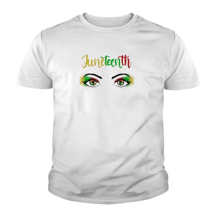 Juneteenth 1865 Bright Eyes African American Map Pan-African Colours Youth T-shirt