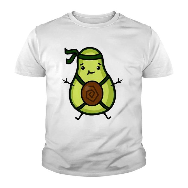 Karate Martial Arts Taekwondo Cute Avocado Cartoon Green Youth T-shirt