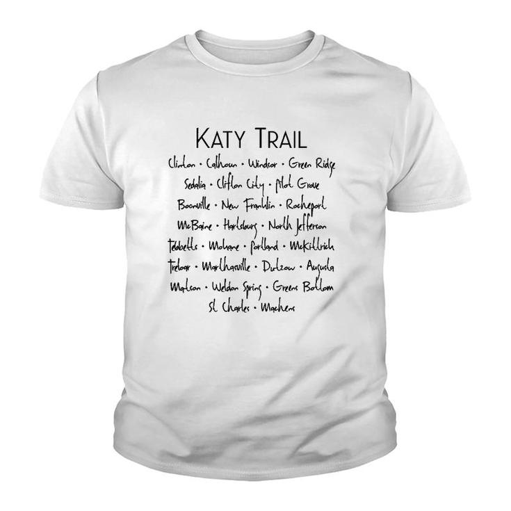 Katy Trail Missouri Trailheads Youth T-shirt