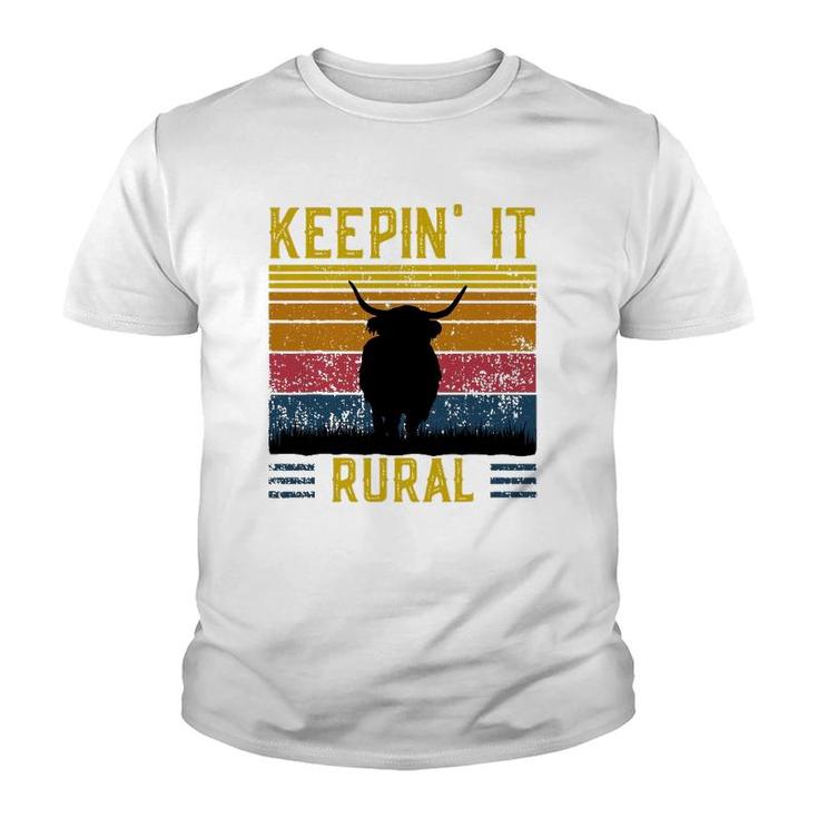 Keepin' It Rural Scottish Highland Cow For Cattle Farmer Youth T-shirt